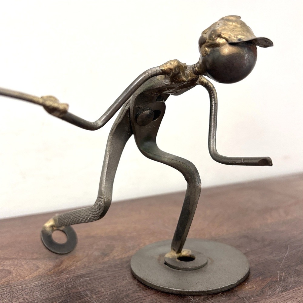 Vintage Metal Tennis‎ Player Sculpture Industrial MCM Brutalist Decor Figure - Picture 3 of 12